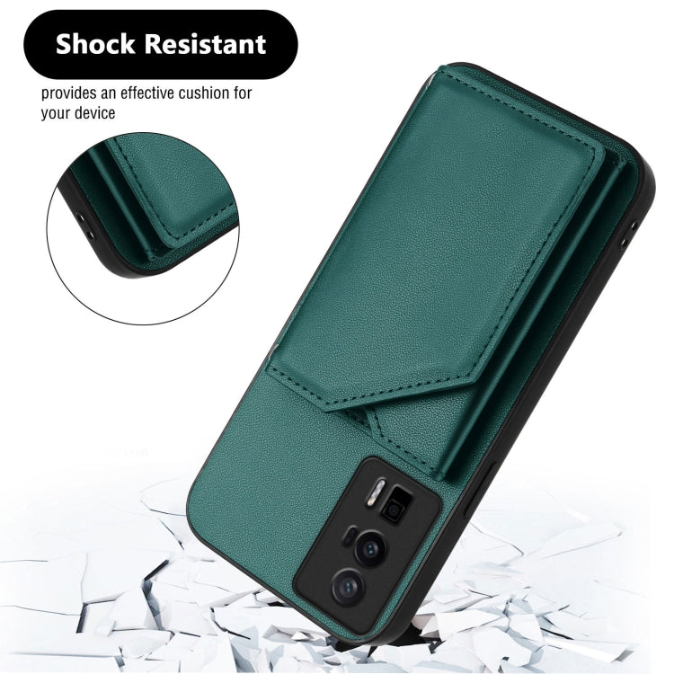 For Redmi K60 / 60 Pro Skin Feel Four Card Slots Phone Case with Wrist Strap