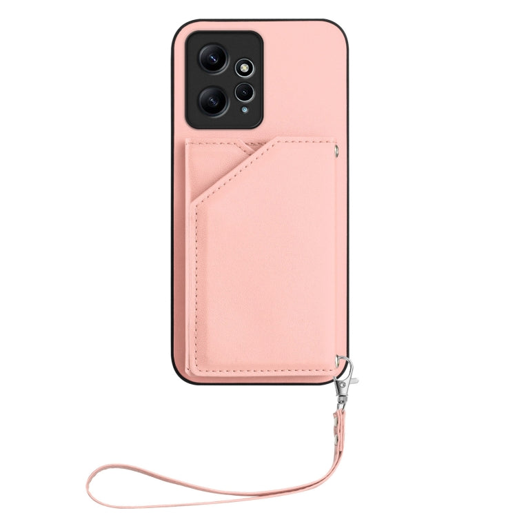 For Redmi Note 12 4G Global Skin Feel Four Card Slots Phone Case with Wrist Strap
