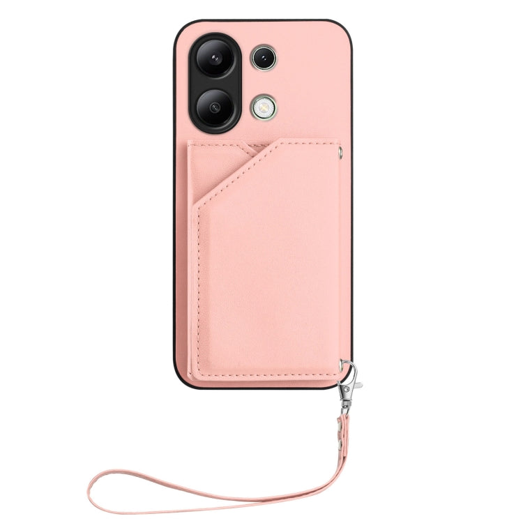 For Redmi Note 13 4G Global Skin Feel Four Card Slots Phone Case with Wrist Strap
