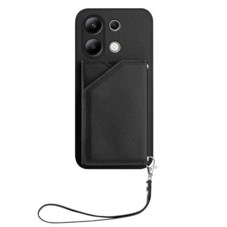 For Redmi Note 13 4G Global Skin Feel Four Card Slots Phone Case with Wrist Strap
