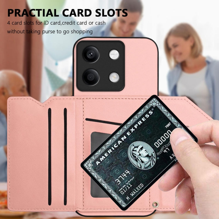For Redmi Note 13 5G Skin Feel Four Card Slots Phone Case with Wrist Strap