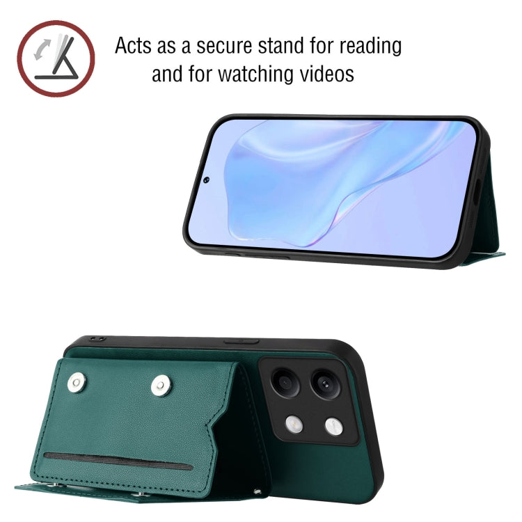 For Redmi Note 13 5G Skin Feel Four Card Slots Phone Case with Wrist Strap