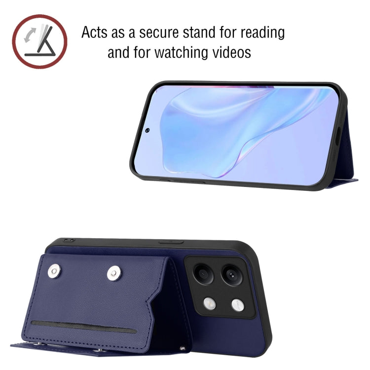 For Redmi Note 13 5G Skin Feel Four Card Slots Phone Case with Wrist Strap