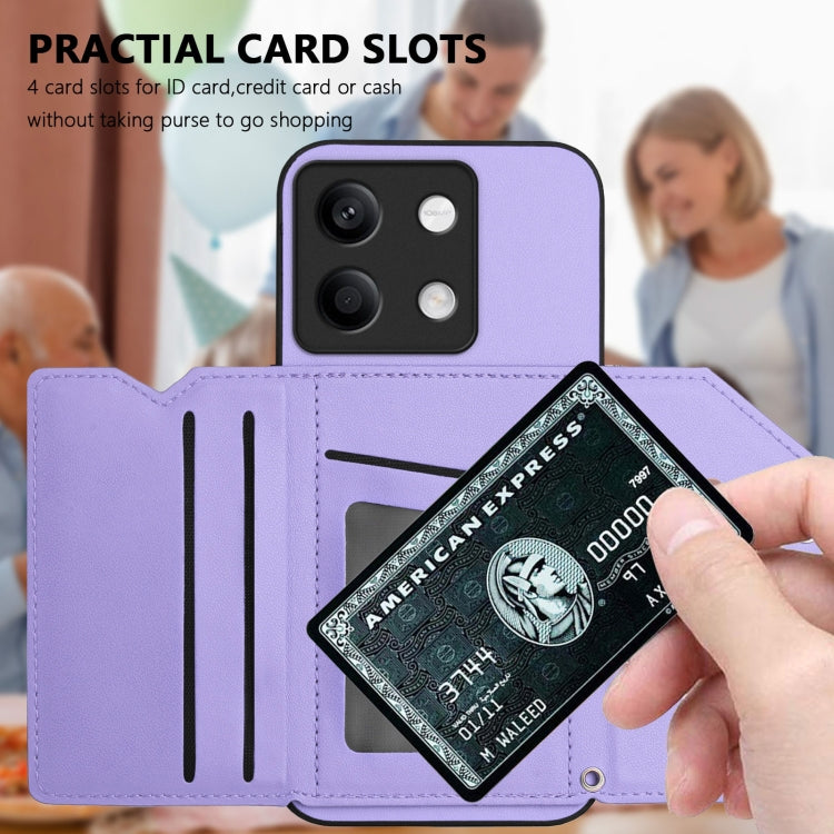 For Redmi Note 13 5G Skin Feel Four Card Slots Phone Case with Wrist Strap