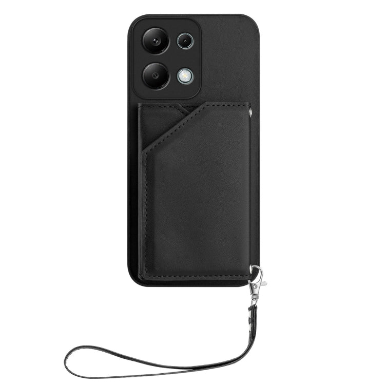 For Redmi Note 13 Pro 4G Global Skin Feel Four Card Slots Phone Case with Wrist Strap