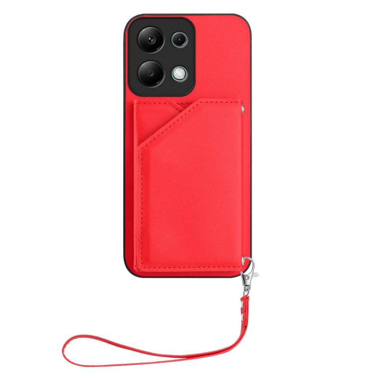 For Redmi Note 13 Pro 4G Global Skin Feel Four Card Slots Phone Case with Wrist Strap
