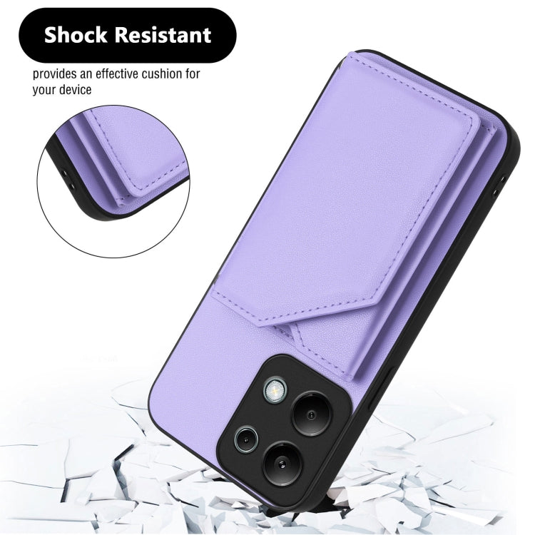 For Redmi Note 13 Pro 4G Global Skin Feel Four Card Slots Phone Case with Wrist Strap