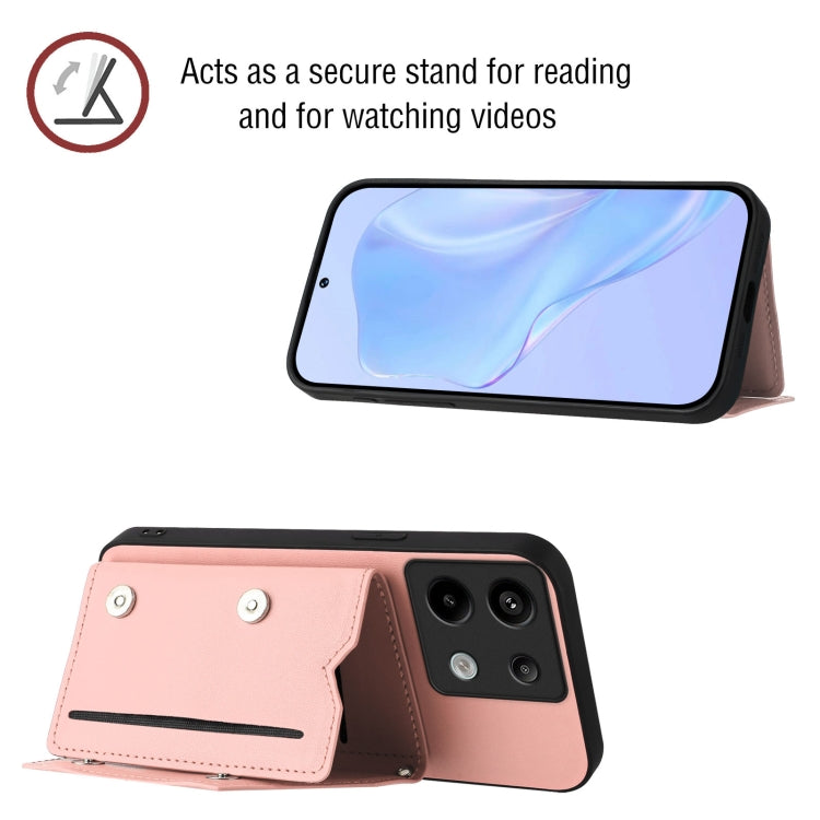 For Redmi Note 13 Pro 5G Skin Feel Four Card Slots Phone Case with Wrist Strap