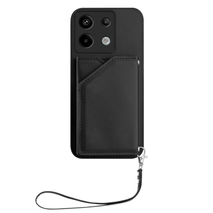 For Redmi Note 13 Pro 5G Skin Feel Four Card Slots Phone Case with Wrist Strap