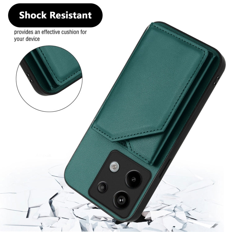 For Redmi Note 13 Pro 5G Skin Feel Four Card Slots Phone Case with Wrist Strap