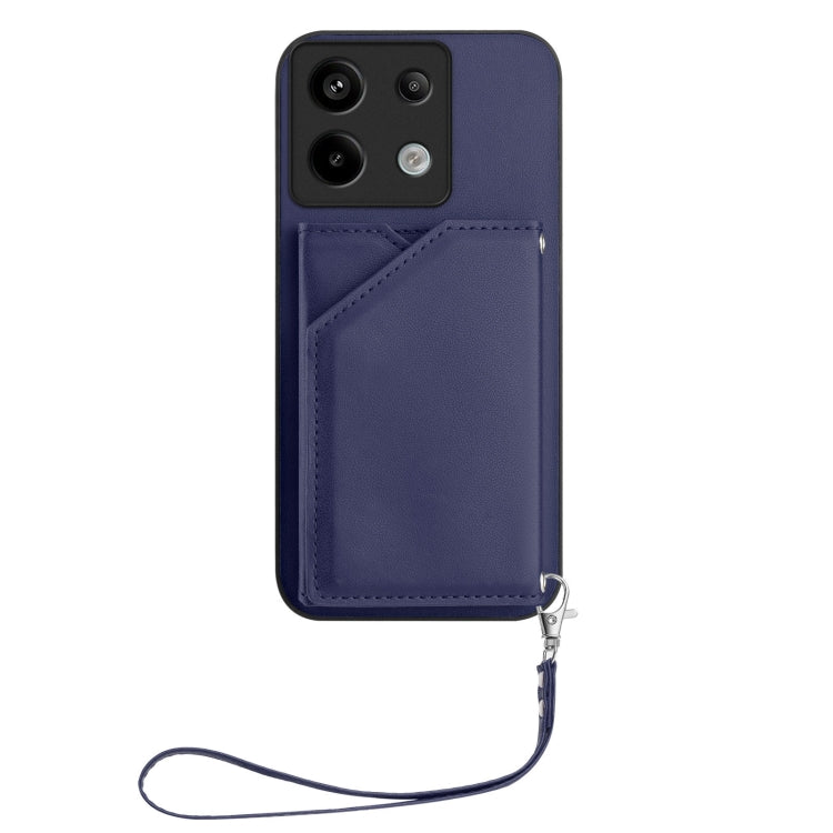 For Redmi Note 13 Pro 5G Skin Feel Four Card Slots Phone Case with Wrist Strap