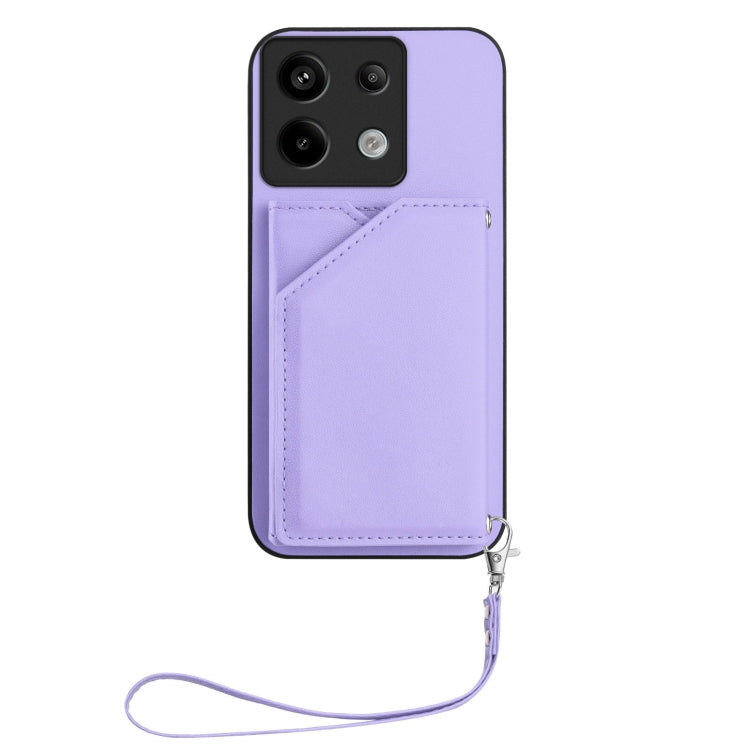 For Redmi Note 13 Pro 5G Skin Feel Four Card Slots Phone Case with Wrist Strap