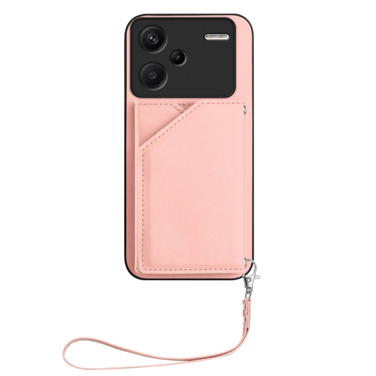 For Redmi Note 13 Pro+ Skin Feel Four Card Slots Phone Case with Wrist Strap