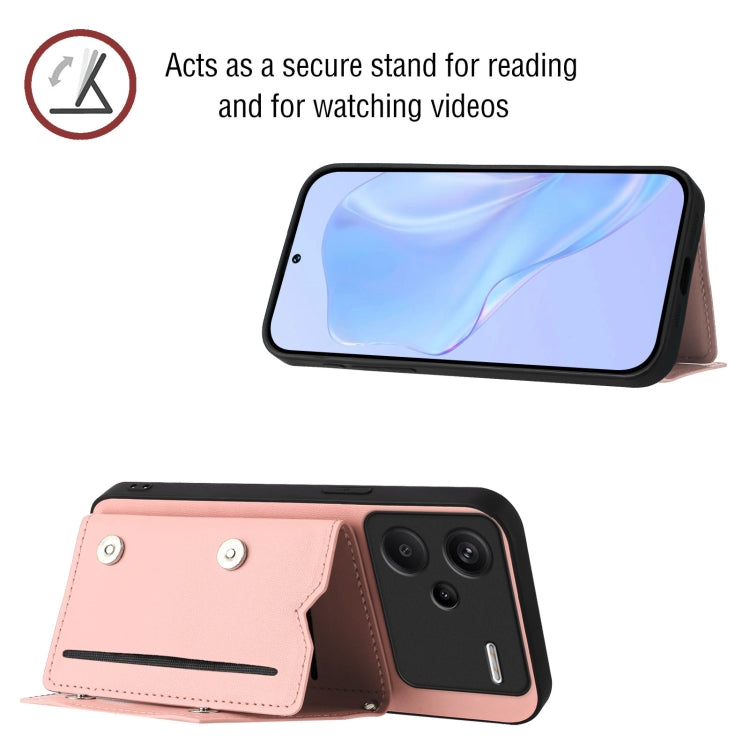 For Redmi Note 13 Pro+ Skin Feel Four Card Slots Phone Case with Wrist Strap