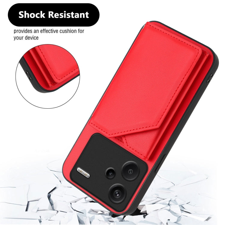 For Redmi Note 13 Pro+ Skin Feel Four Card Slots Phone Case with Wrist Strap