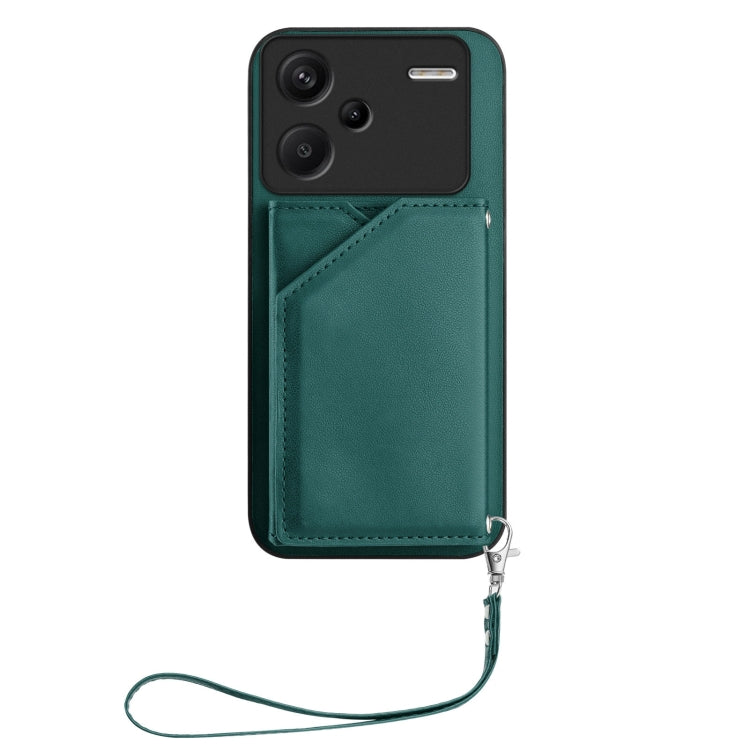 For Redmi Note 13 Pro+ Skin Feel Four Card Slots Phone Case with Wrist Strap