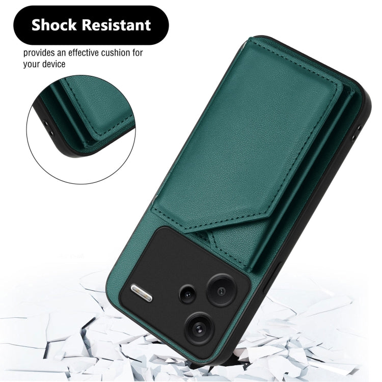 For Redmi Note 13 Pro+ Skin Feel Four Card Slots Phone Case with Wrist Strap