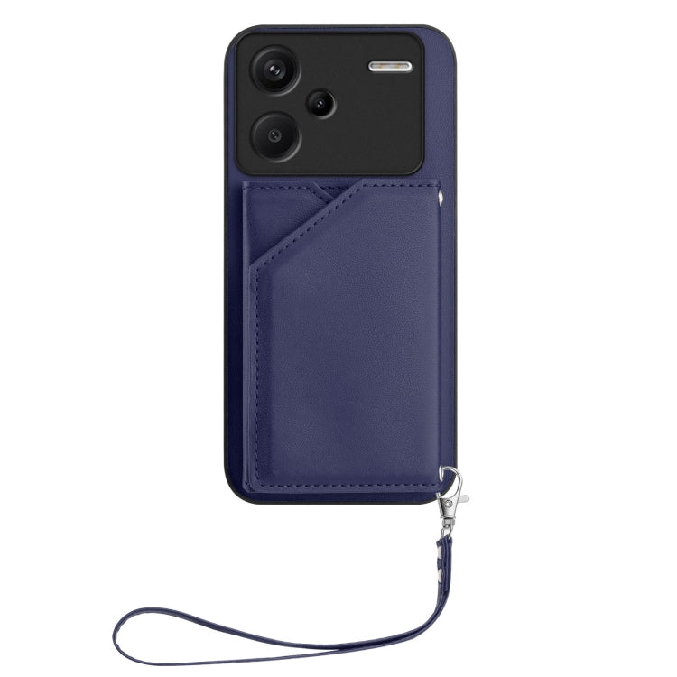For Redmi Note 13 Pro+ Skin Feel Four Card Slots Phone Case with Wrist Strap
