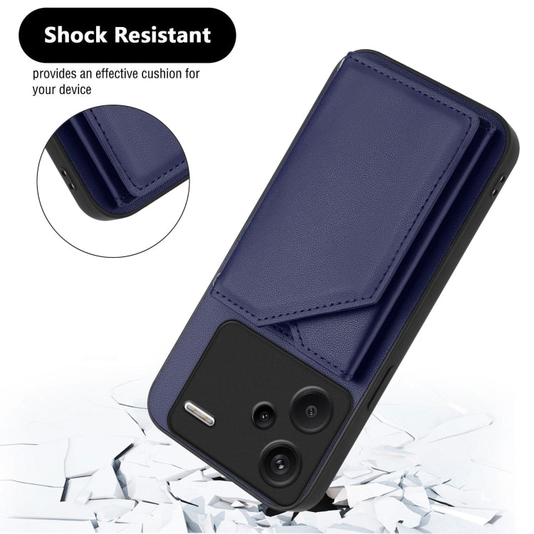 For Redmi Note 13 Pro+ Skin Feel Four Card Slots Phone Case with Wrist Strap