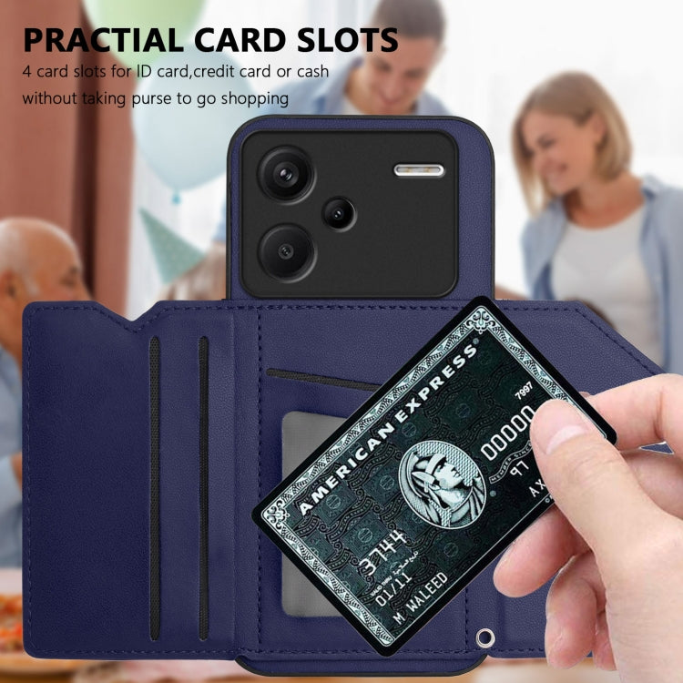 For Redmi Note 13 Pro+ Skin Feel Four Card Slots Phone Case with Wrist Strap