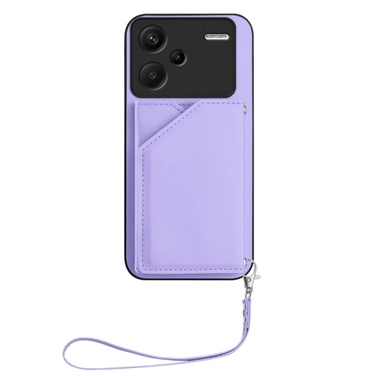 For Redmi Note 13 Pro+ Skin Feel Four Card Slots Phone Case with Wrist Strap