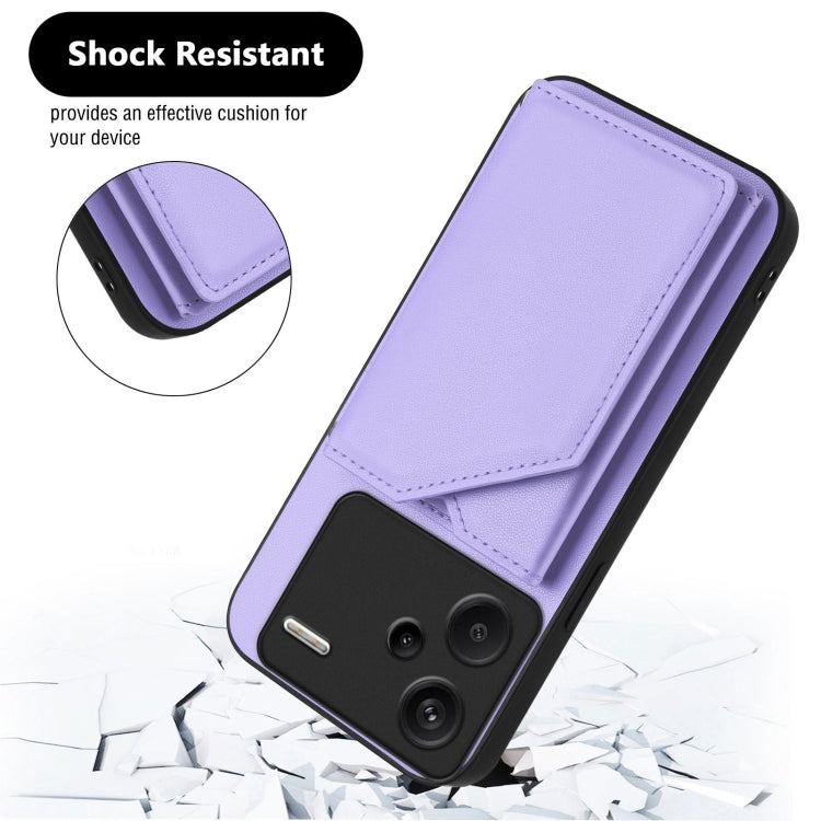 For Redmi Note 13 Pro+ Skin Feel Four Card Slots Phone Case with Wrist Strap