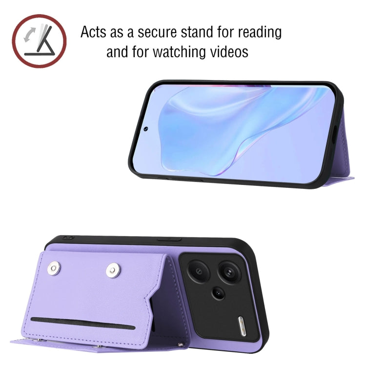 For Redmi Note 13 Pro+ Skin Feel Four Card Slots Phone Case with Wrist Strap