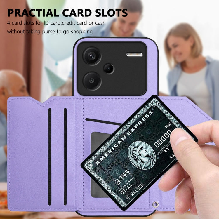 For Redmi Note 13 Pro+ Skin Feel Four Card Slots Phone Case with Wrist Strap