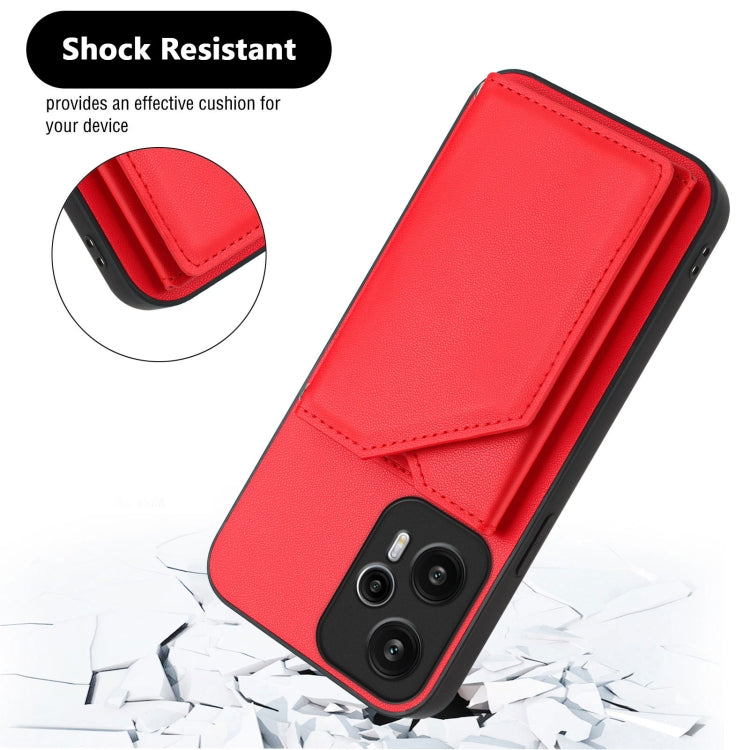 For Redmi Note 12 Turbo Skin Feel Four Card Slots Phone Case with Wrist Strap
