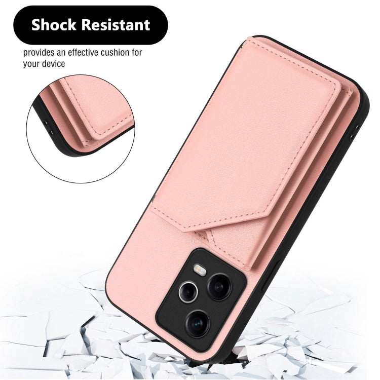 For Redmi Note 12 Pro 5G Skin Feel Four Card Slots Phone Case with Wrist Strap