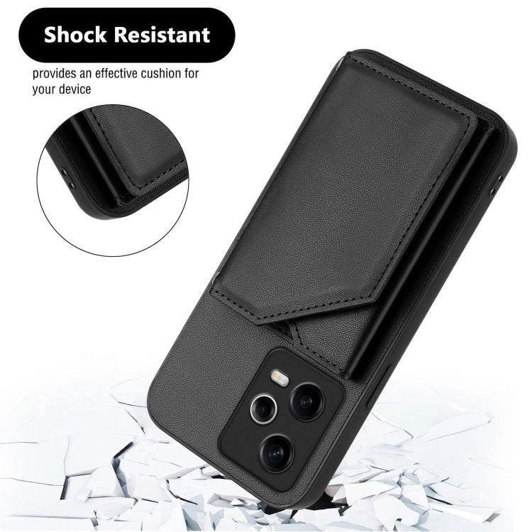 For Redmi Note 12 Pro 5G Skin Feel Four Card Slots Phone Case with Wrist Strap