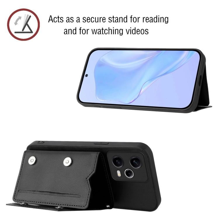 For Redmi Note 12 Pro 5G Skin Feel Four Card Slots Phone Case with Wrist Strap