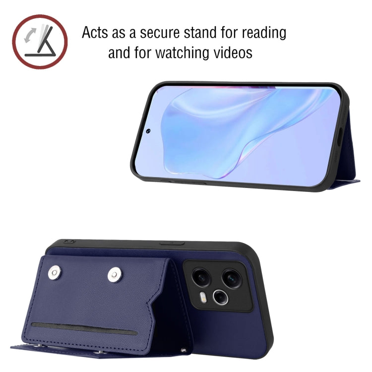 For Redmi Note 12 Pro 5G Skin Feel Four Card Slots Phone Case with Wrist Strap