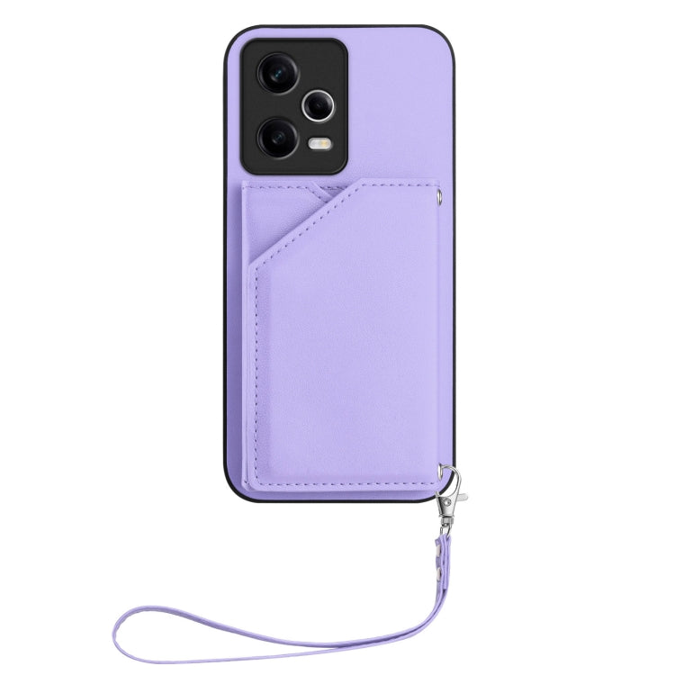For Redmi Note 12 Pro 5G Skin Feel Four Card Slots Phone Case with Wrist Strap