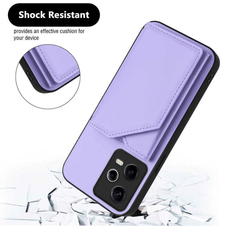 For Redmi Note 12 Pro 5G Skin Feel Four Card Slots Phone Case with Wrist Strap