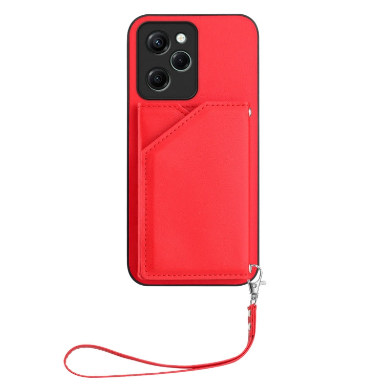 For Redmi Note 12 Pro Speed Skin Feel Four Card Slots Phone Case with Wrist Strap