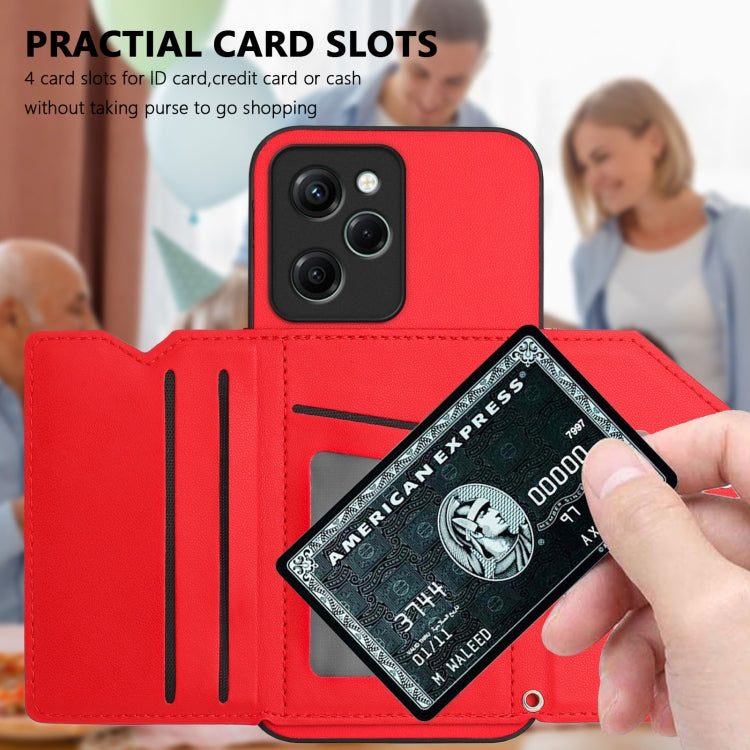 For Redmi Note 12 Pro Speed Skin Feel Four Card Slots Phone Case with Wrist Strap
