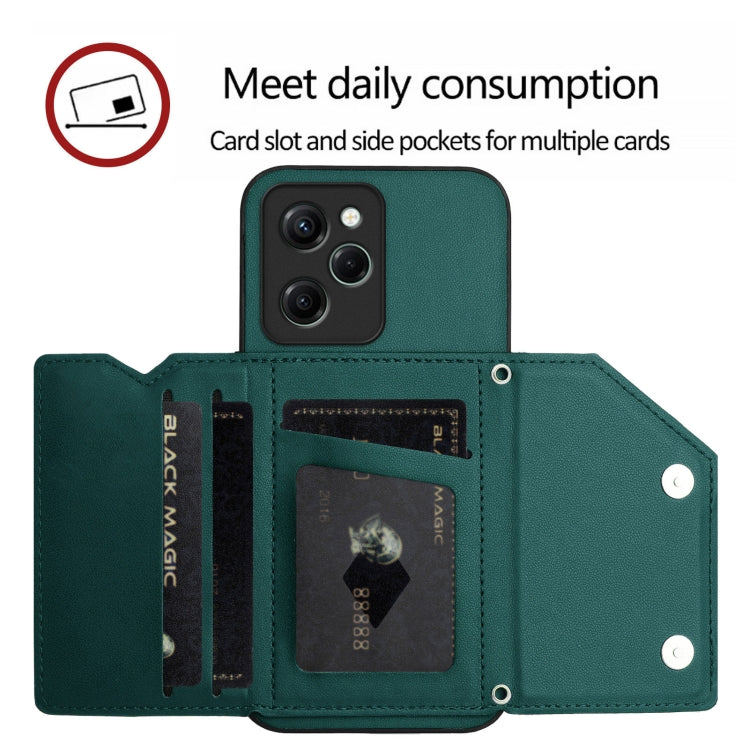 For Redmi Note 12 Pro Speed Skin Feel Four Card Slots Phone Case with Wrist Strap