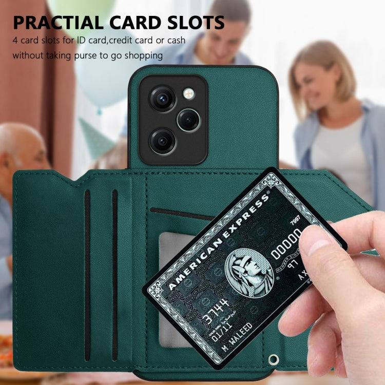 For Redmi Note 12 Pro Speed Skin Feel Four Card Slots Phone Case with Wrist Strap