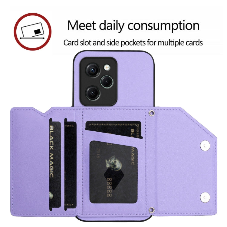 For Redmi Note 12 Pro Speed Skin Feel Four Card Slots Phone Case with Wrist Strap