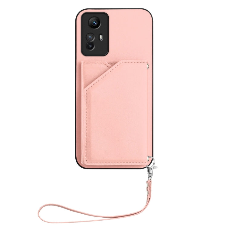 For Redmi Note 12S 4G Global Skin Feel Four Card Slots Phone Case with Wrist Strap