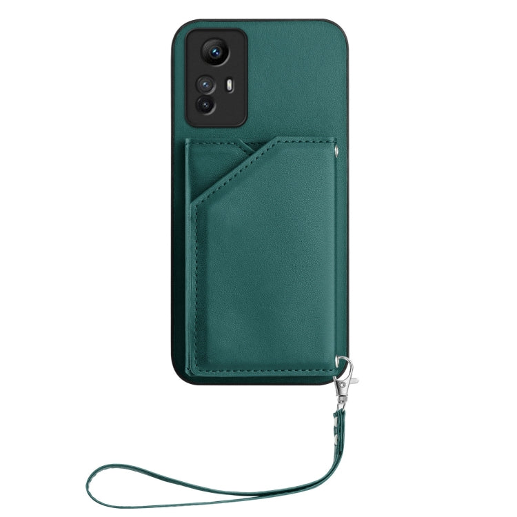For Redmi Note 12S 4G Global Skin Feel Four Card Slots Phone Case with Wrist Strap