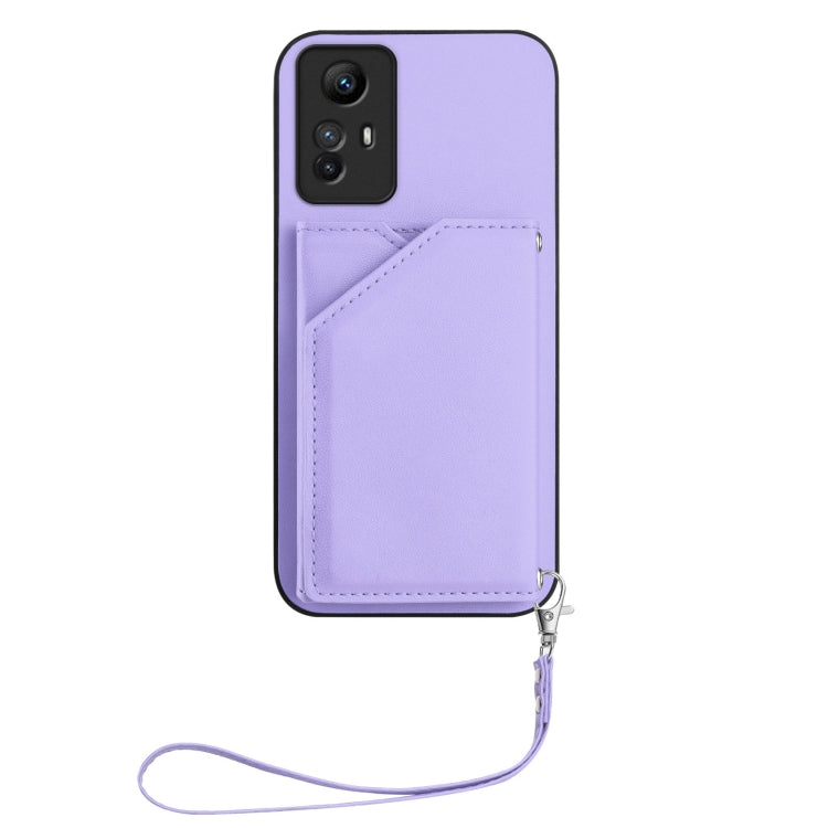 For Redmi Note 12S 4G Global Skin Feel Four Card Slots Phone Case with Wrist Strap