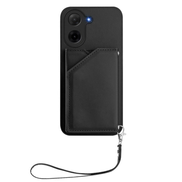 For Redmi A5 4G 171.7mm / Poco C71 Skin Feel Four Card Slots Phone Case with Wrist Strap