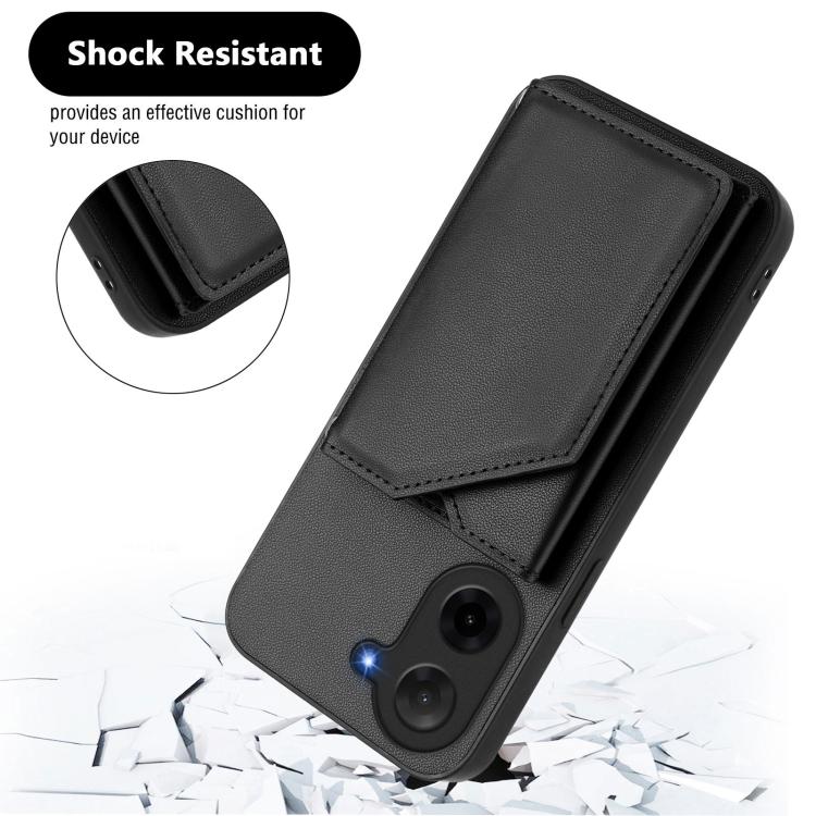 For Redmi A5 4G 171.7mm / Poco C71 Skin Feel Four Card Slots Phone Case with Wrist Strap