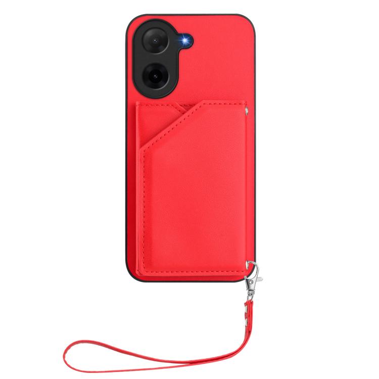 For Redmi A5 4G 171.7mm / Poco C71 Skin Feel Four Card Slots Phone Case with Wrist Strap