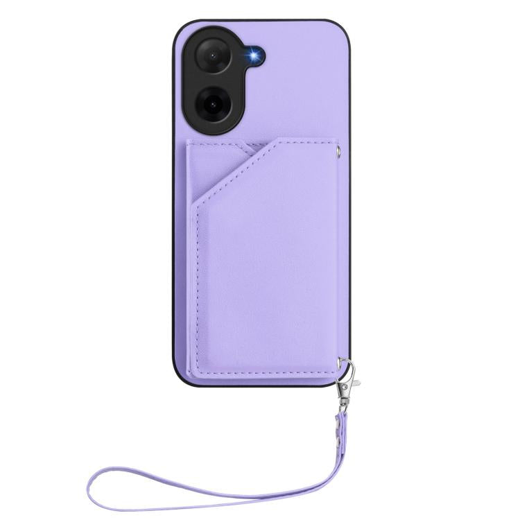 For Redmi A5 4G 171.7mm / Poco C71 Skin Feel Four Card Slots Phone Case with Wrist Strap