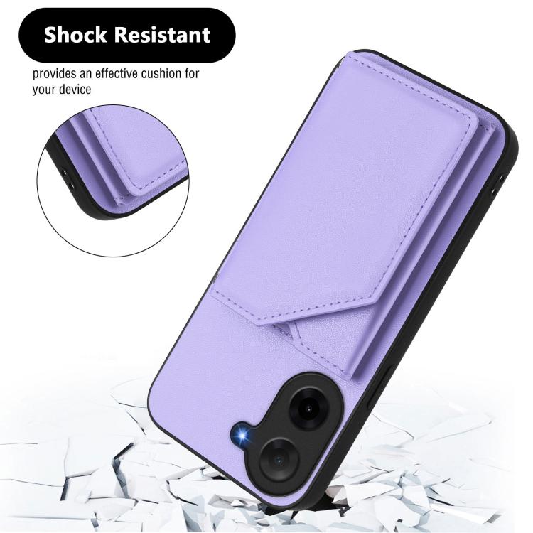 For Redmi A5 4G 171.7mm / Poco C71 Skin Feel Four Card Slots Phone Case with Wrist Strap