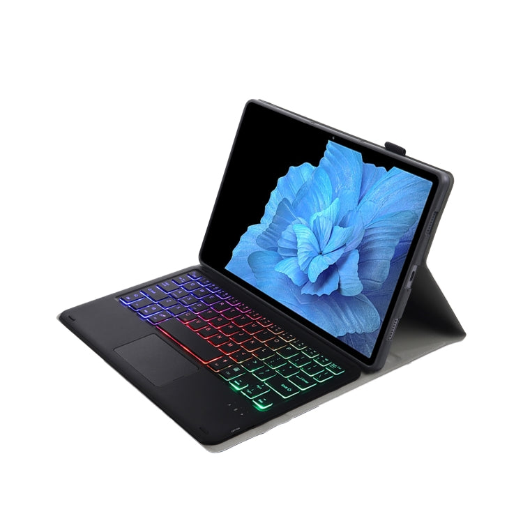 For vivo Pad 11 inch AV11-AS TPU Ultra-thin Detachable Backlight Bluetooth Keyboard Leather Case with Touchpad - Black