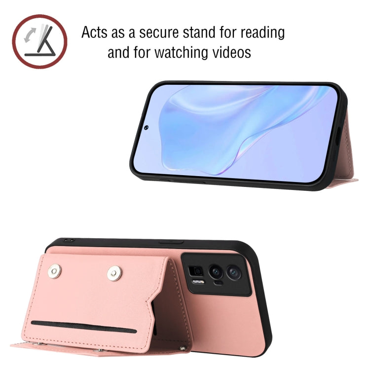 For Xiaomi Poco F5 Pro 5G Skin Feel Four Card Slots Phone Case with Wrist Strap